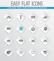 Car shop icons set