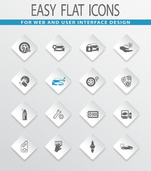 Car shop icons set