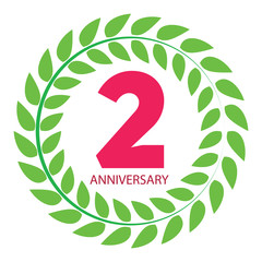 Naklejka premium Template Logo 2 Anniversary in Laurel Wreath Vector Illustration