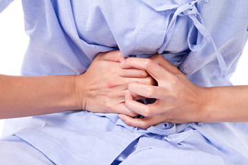 woman patient suffering from stomachache