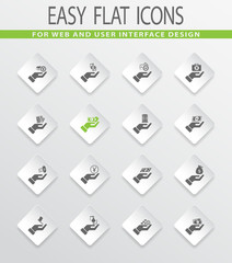 Hand and money icons set