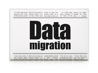 Data concept: newspaper headline Data Migration