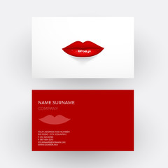Vector abstract red lips, concept of maker up. Business card