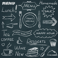 Set of restaurant menu design elements