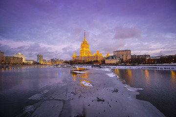 Obraz premium The image of a hotel Ukrain in Moscow, Russia