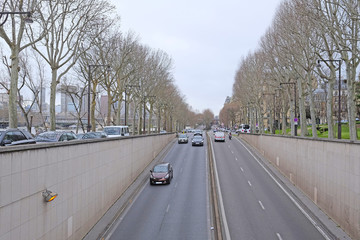 Paris, France, February 9, 2016: view of a street in a center of Paris, France