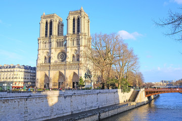 Fototapeta na wymiar Paris, France, February 8, 2016: Notre Dame de Paris, one of the Paris simbols