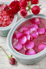 Nail spa enriching treatment with essential oils and rose petals