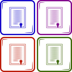 The diploma icon. Certificate symbol