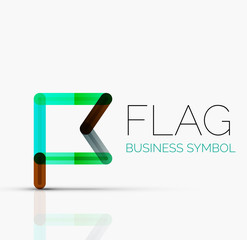 Logo flag, abstract linear geometric business icon