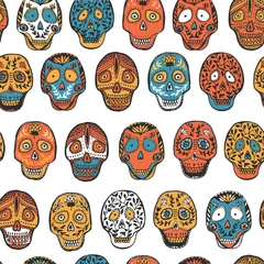 Poster Schedel Mexicaans schedelpatroon naadloos.