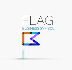 Logo flag, abstract linear geometric business icon