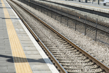 Fototapeta na wymiar Railway track in a station 