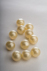 Gel capsules on the white background.