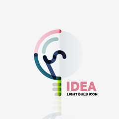 Logo, vector light bulb abstract linear geometric business icon. Idea concept