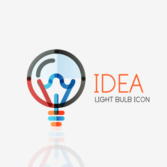 Logo, vector light bulb abstract linear geometric business icon. Idea concept