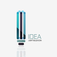 Logo, vector light bulb abstract linear geometric business icon. Idea concept