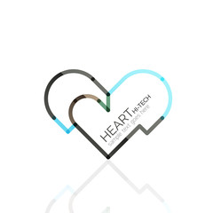 Logo love heart, abstract linear geometric business icon
