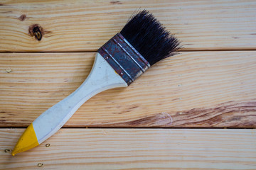Brush  for painting works on the wooden