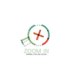 Vector thin line design logo magnifying glass, search and find or zoom logotype concept. Linear minimalistic business icon