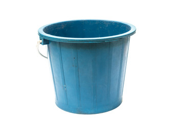 Old blue bucket isolated on a white background