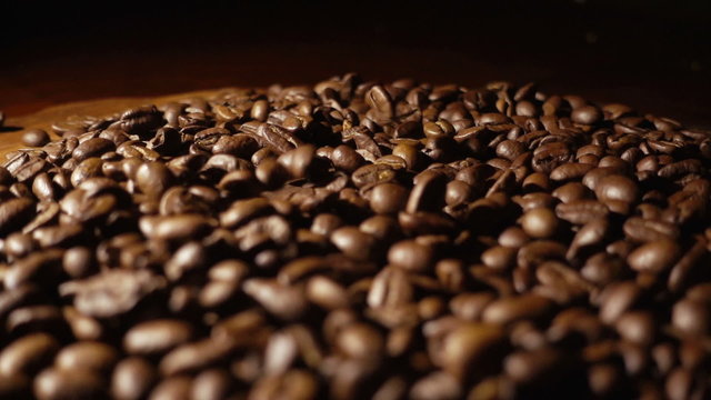 Pouring coffee beans slow motion

