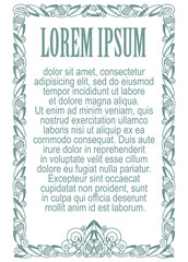 Vector set. Romantic frame with flowers.