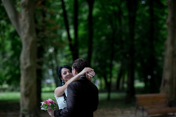 Wedding. Beautiful bride. Beautiful happy wedding couple