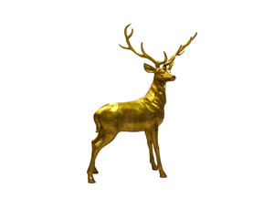 Fancy gold deer isolated on white,Merry christmas,Happy new year.