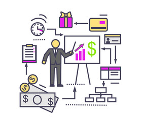 Concept of Financial Analysis Icon Flat
