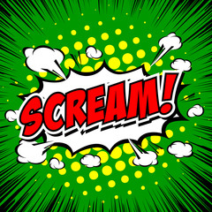 Scream! Comic Speech Bubble, Cartoon.