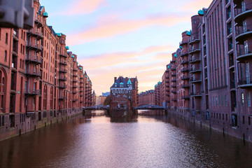 Naklejka premium Historic Speicherstadt (houses and bridges) in Hamburg