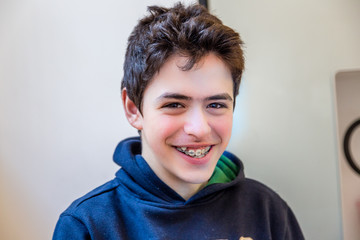Boy smiling with braces