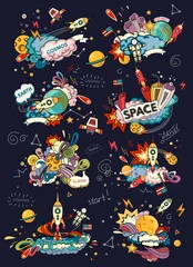 Poster Im Rahmen Space cartoon style © lubashka