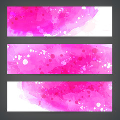 Set abstract watercolor vector hand paint banners
