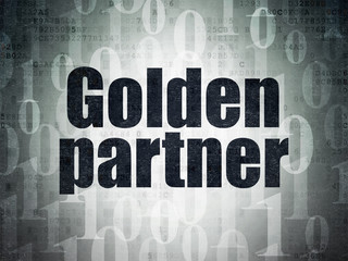 Business concept: Golden Partner on Digital Paper background