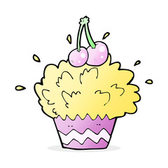 cartoon exploding cupcake