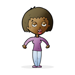 cartoon woman shrugging shoulders