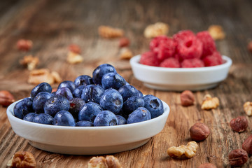 Huckleberry and raspberry breakfast