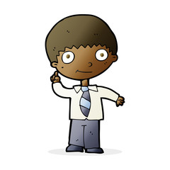 cartoon school boy with idea