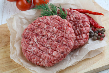 Raw burger cutlet