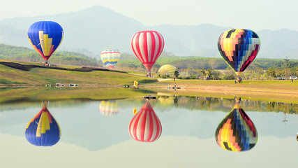 CHIANG RAI, THAILAND FEBRUARY 11, 2016:Singha Park International Balloon Fiesta 2016, take place between February 10th and 14th at Singha Park ,Chiang Rai province ,Thailand.