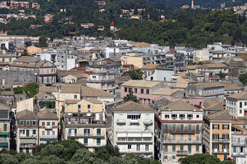 Old buildings cityscape Corfu town Greece