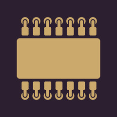 The chip icon. Hardware and processor, technology symbol. Flat