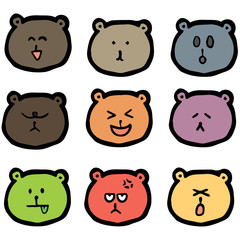 vector set of bear face