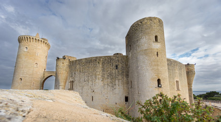 Fototapeta na wymiar Bellver Castle in Majorca, wide angle
