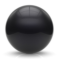 Sphere button ball black round basic circle geometric shape solid figure simple minimalistic element single shiny glossy sparkling object blank balloon atom icon. 3d render isolated