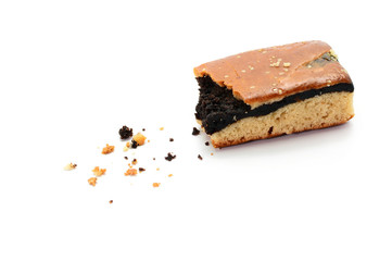 pie cake with black bean on white background