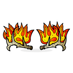 cartoon flaming antlers