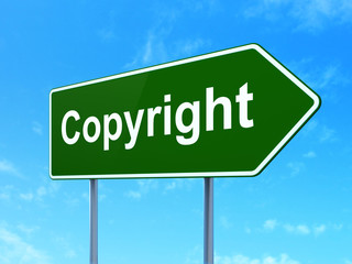 Law concept: Copyright on road sign background